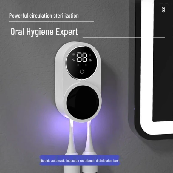 Smart Wall-Mounted UV Sterilizer for Toothbrushes with Air Drying, HomeHarmony