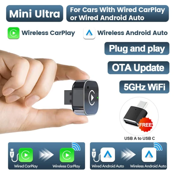 Wireless CarPlay Android Auto AI Box Adapter — Car Infotainment System, COOKING-MALL