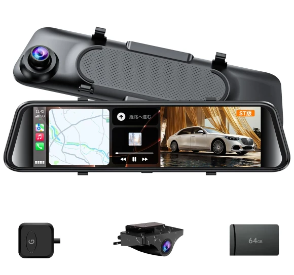 Digital Car Mirror with Front and Rear Cameras — Dash Cam, SAMURAI STYLE