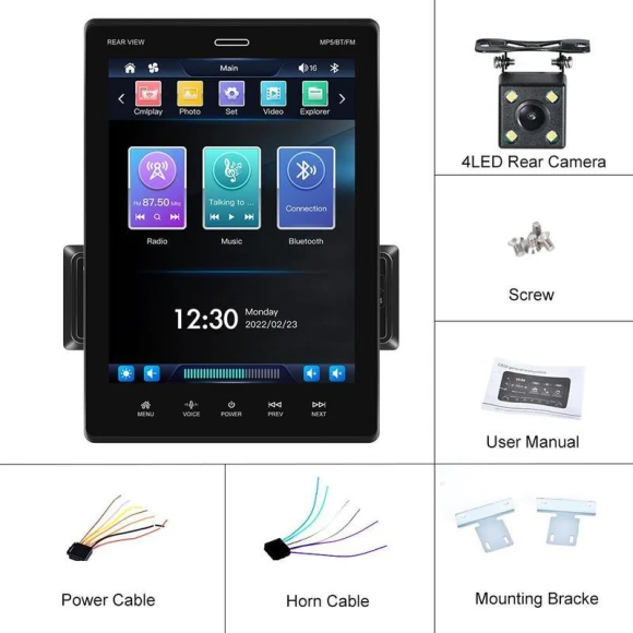 Vertical Touchscreen Car Multimedia Player — Dash Cam, Car steward