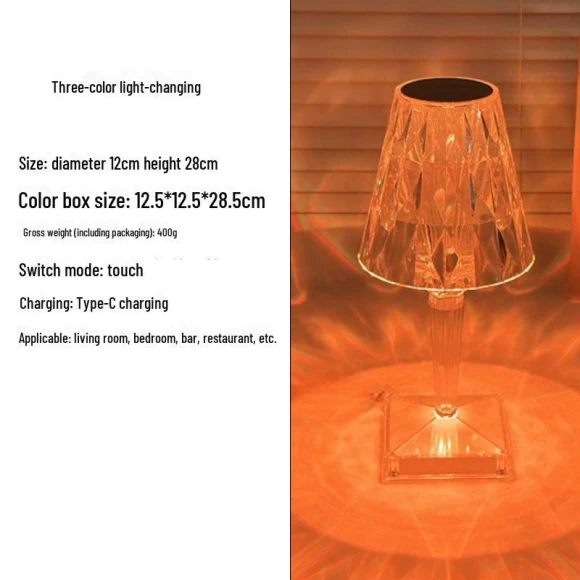 Crystal Rose Touch Lamp with Brightness Adjustment, Got Now