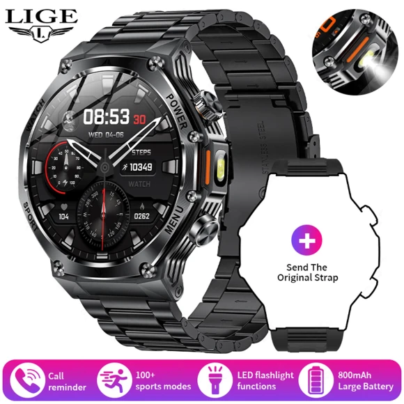 Men's Smart Watch with Bluetooth Calling and Health Monitoring — Smart Watch, LIGE