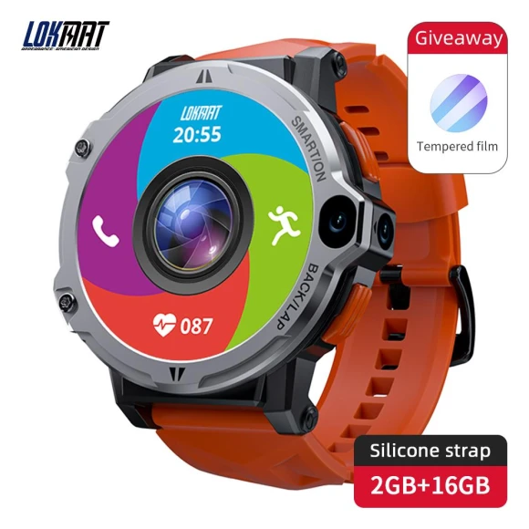 Android 4G Smart Watch Phone with Full Round Touch Screen, Dual Camera, GPS, Wi-Fi, Heart Rate Monitor — Smart Watch, LOKMAT