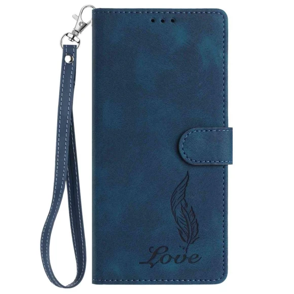 Leather Book Case with Embossed Feather Pattern, Best Phone Cases