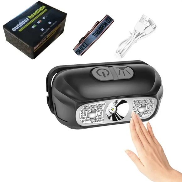 Rechargeable Head Flashlight with Sensor, Motivational Running