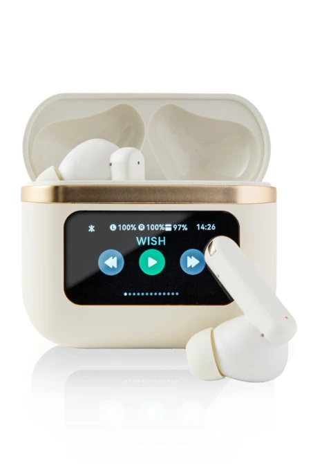 Wireless Bluetooth Noise Cancelling Earbuds with Smart Touch Display — Wireless Earbuds, MIYAKO DENKI