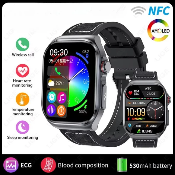 Smartwatch with AMOLED Display, Health Monitoring, and Bluetooth Calling — Smart Watch, QLY Online