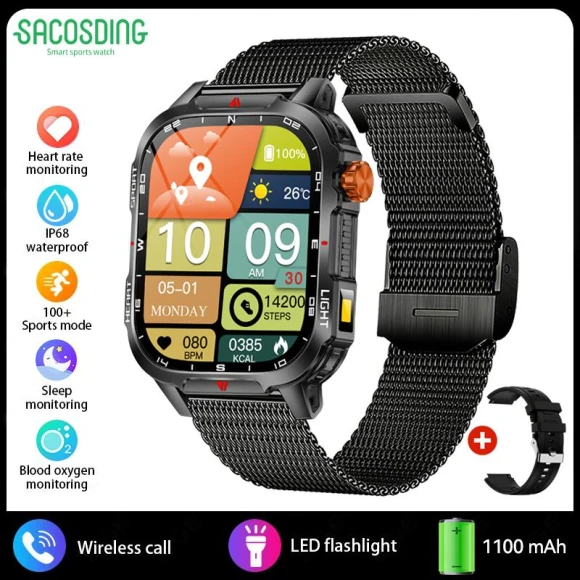 Men's Smart Watch with Bluetooth Calling and 60-Day Standby — Smart Watch, SACOSDING