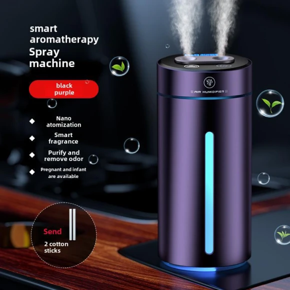 Smart Dual-Nozzle Car & Home Wireless Air Humidifier with Aromatherapy and Surface Atmospheric Lighting — Air Purifier, F10