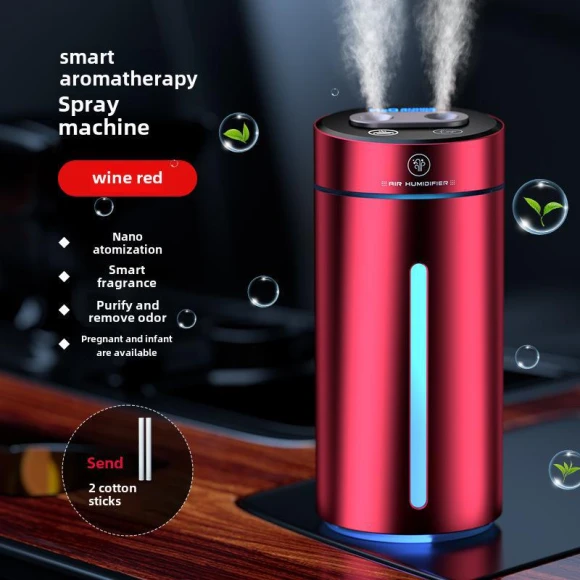 Smart Dual-Nozzle Wireless Air Humidifier with Aromatherapy and Surface Atmospheric Lighting — Humidifier, OLOEY