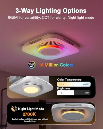 Smart WiFi Bathroom Exhaust Fan with Light — Smart Fan, Lumary