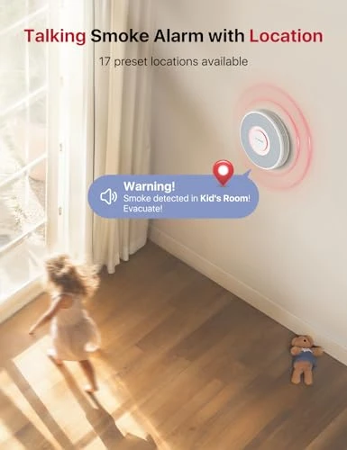 Smart Smoke Detector with Voice Alerts and 17 Locations, X-Sense