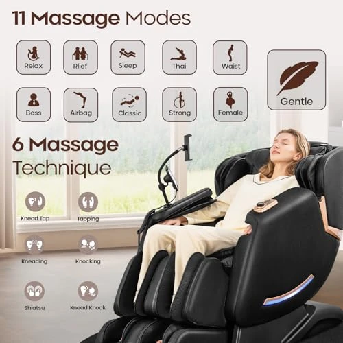 Full Body Massage Chair with Extended SL Track — Massage Gun, CASINTA