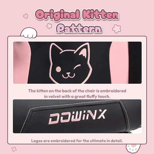 Gaming Chair with Cat Ears and Massage Lumbar Support, Dowinx