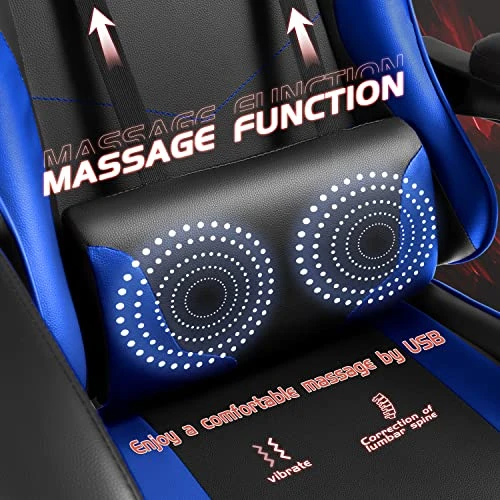 Gaming Chair with Footrest and Massage Lumbar Support — Ergonomic Chair, Shahoo