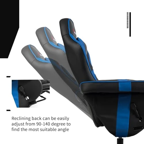 Gaming Chair with Footrest and Massage — Ergonomic Chair, GYMAX