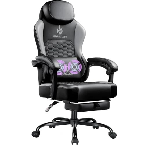 Gaming Chair with Massage and Footrest — Ergonomic Chair, WAILOR