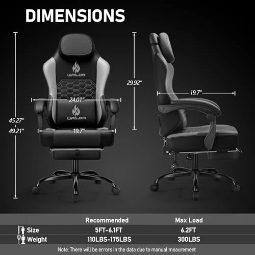 Gaming Chair with Massage and Footrest — Ergonomic Chair, WAILOR