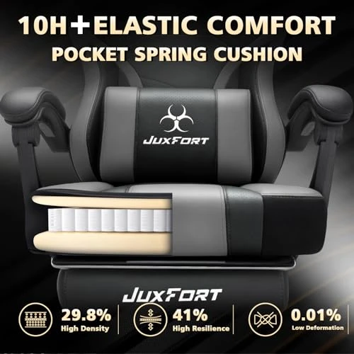 Gaming Chair with Massage and Pocket Spring Cushion — Ergonomic Chair, JuxFort
