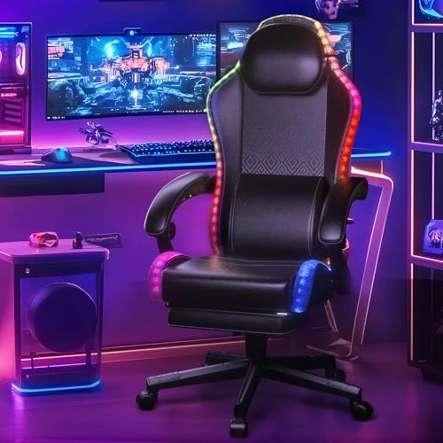 Gaming Chair with RGB Lights and Massage Lumbar Support — Ergonomic Chair, Nexthra
