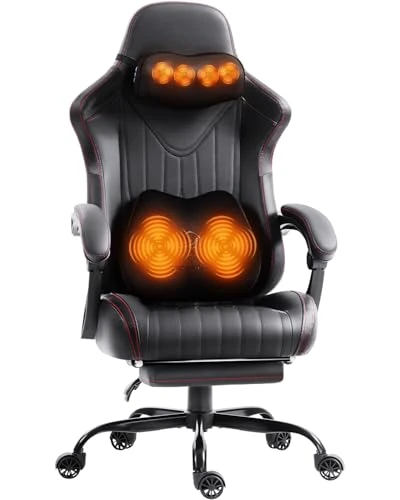 Gaming Video Chair with Shiatsu Neck Massage and Lumbar Support — Ergonomic Chair, Dowinx