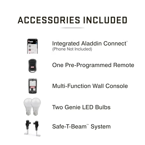 Smart Garage Door Opener with Chain Drive and LED Lighting, Genie