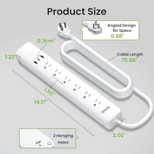 Smart Plug Power Strip with 6 Outlets and 3 USB Ports — Smart Plug, GHome Smart