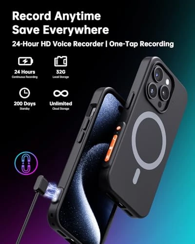 AI Voice Recorder Phone Case with Transcription and Summarization, Yorlu