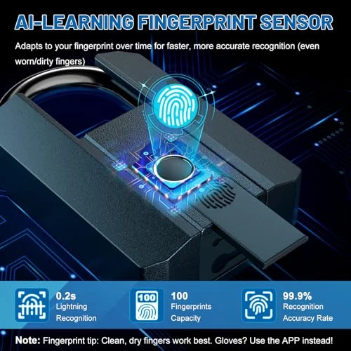 Smart Fingerprint Bike Lock with Key and 4FT Steel Cable — Smart Lock, APECYC