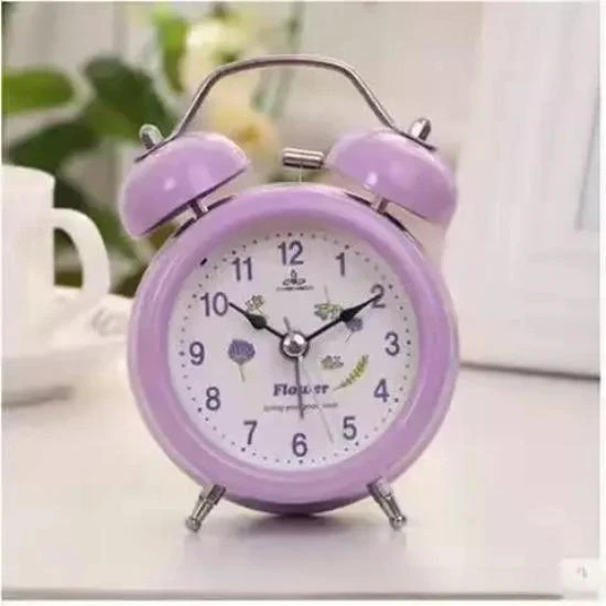 Creative Fashion Bedside Silent Simple Student Cartoon Alarm Clocks Multifunctional Metal Kids Night Lights Alarm Clocks, Daily necessities-V