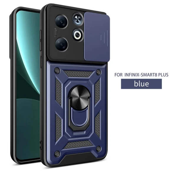 Phone Case with Sliding Camera Cover, Magnetic Car Mount, and 360° Adjustable Bracket, Infinix