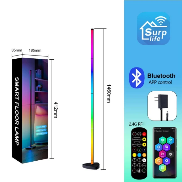 Smart Corner Floor Lamp with Music Sync, COOKING-MALL