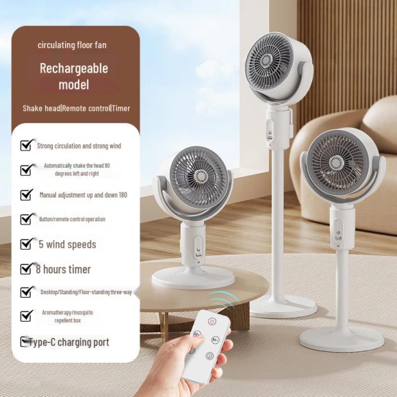 Smart Oscillating Floor Fan with Remote, GadgetGrip