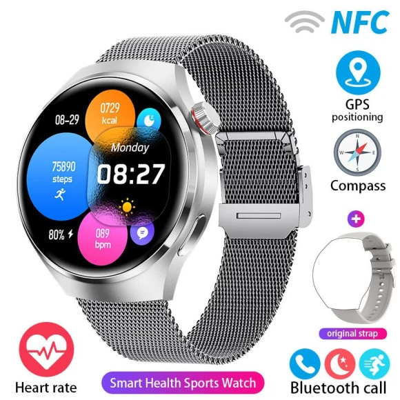 Smart Watch with AMOLED Display, Heart Rate Monitor, and NFC — Smart Watch, ZYKEXUAN
