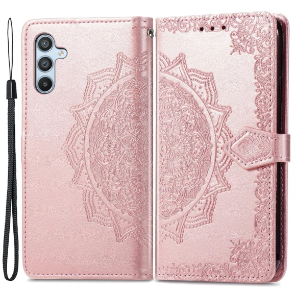 Stand Embossed Mandala Pattern PU Leather Wallet Cover with Strap, Smartwatch 2025