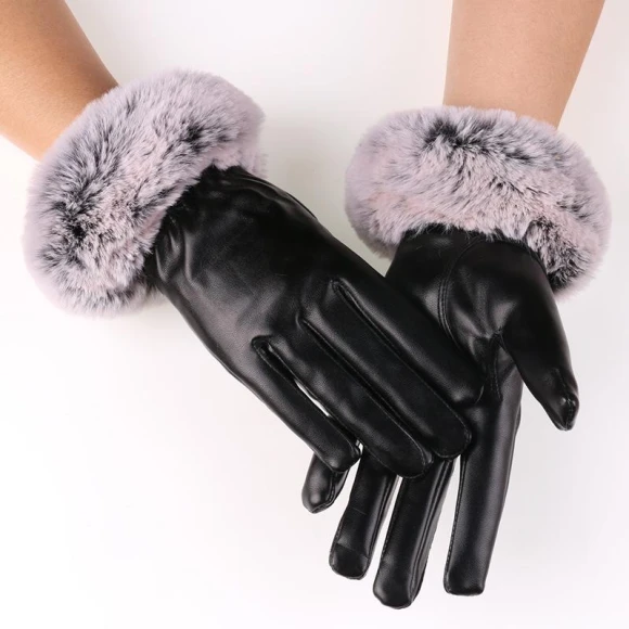 Winter Gloves with Touchscreen Capability and Rabbit Fur Cuffs — Heated Gloves, Got Now