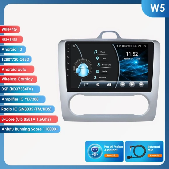 Android Car Radio with GPS Navigation and CarPlay — Car Infotainment System, Hizpo