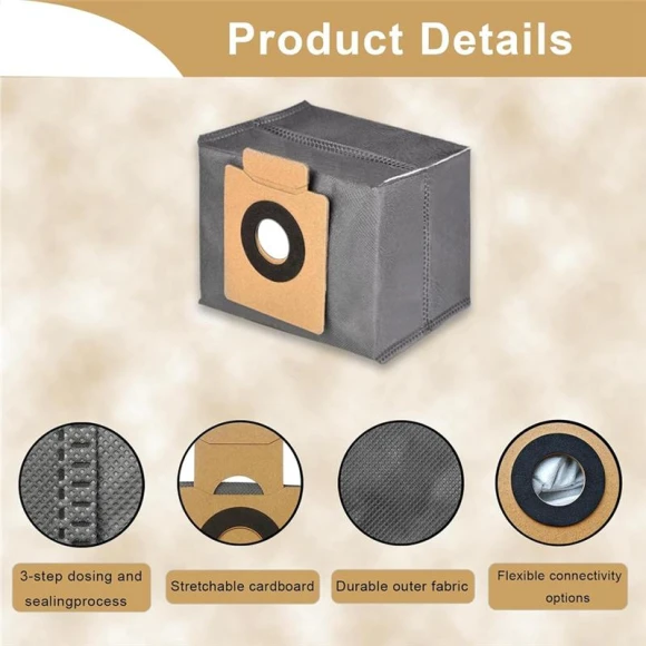 Replacement Parts Kit With Mop Pads and Vacuum Bags, Simplistic Living Home