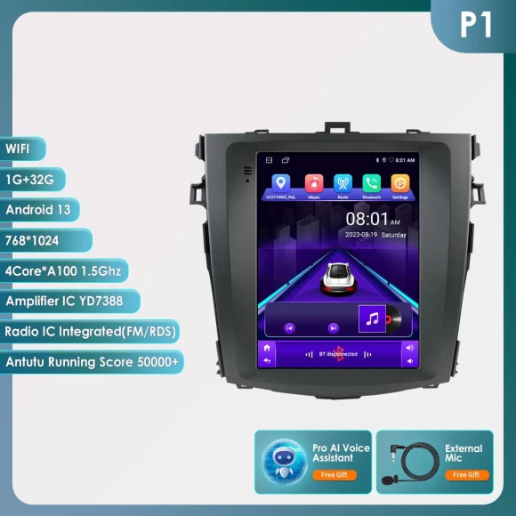 Android Car Radio for Toyota Corolla E140 2006-2013 with 9.7-inch Vertical Screen — Car Infotainment System, OSSURET