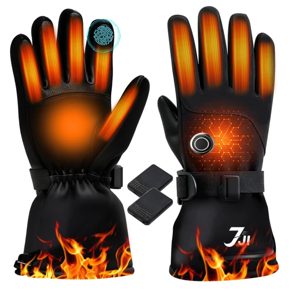 Motorcycle Gloves with Heating, 3 Temperature Modes, Touchscreen, 6000 mAh, High Adjustable Wrist Style, Size L — Heated Gloves, SAMURAI STYLE