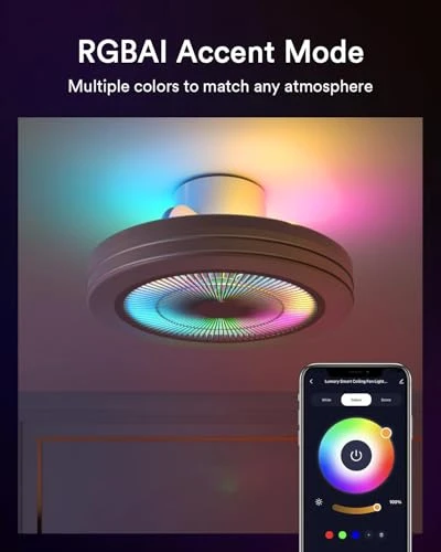 Smart WiFi & Bluetooth Ceiling Fan with RGBAI Light, Lumary