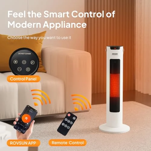 Electric Space Heater with Remote and App Control, ROVSUN