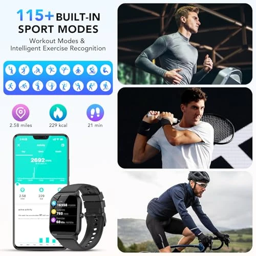 Fitness Tracker with Bluetooth Calls and AI Voice Control — Smart Watch, CASCHO