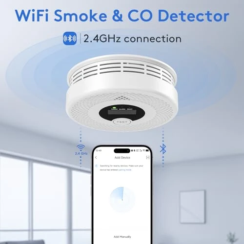 Wi-Fi Smoke and Carbon Monoxide Detector Combo, Soewolit