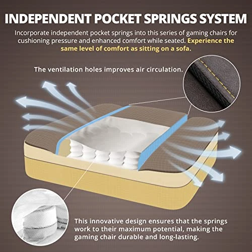 Gaming Chair with Footrest, Massage Lumbar Support, and Pocket Spring Cushion — Smart Chairs, Dowinx