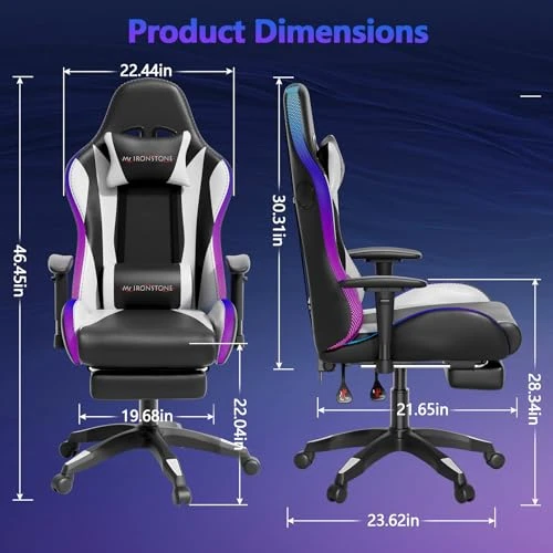 Massage Gaming Chair with Footrest and Lumbar Support — Smart Chairs, Mr IRONSTONE