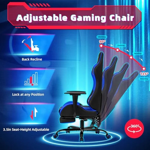 Massage Gaming Chair with Footrest — Ergonomic Chair, ECOTOUGE