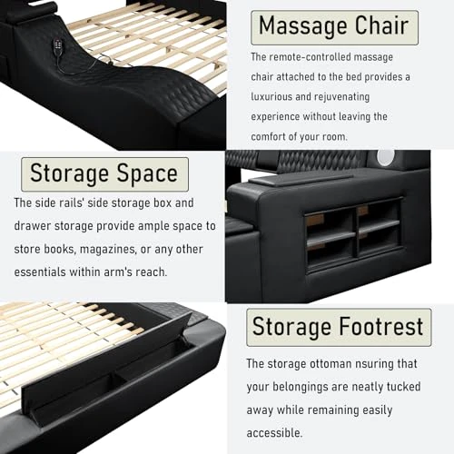 Multifunction Smart Bed Frame with Lights, Massage, and Storage — Smart Bed, Dapedomal