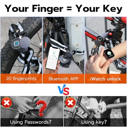 Fingerprint Bike Chain Lock — Smart Lock, Dhiedas