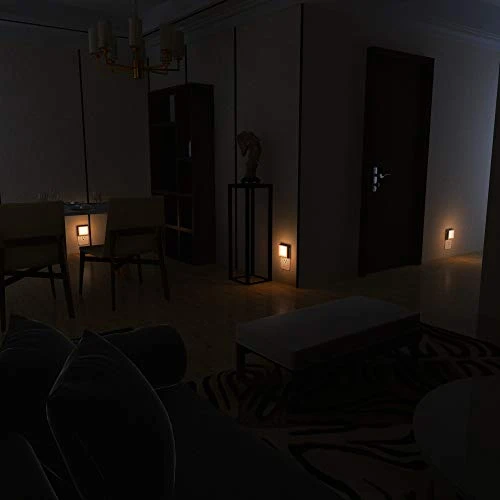 Plug-in LED Night Light with Auto Dusk to Dawn Sensor, Adjustable Brightness Warm White Lights, 2 Pack, MAZ-TEK